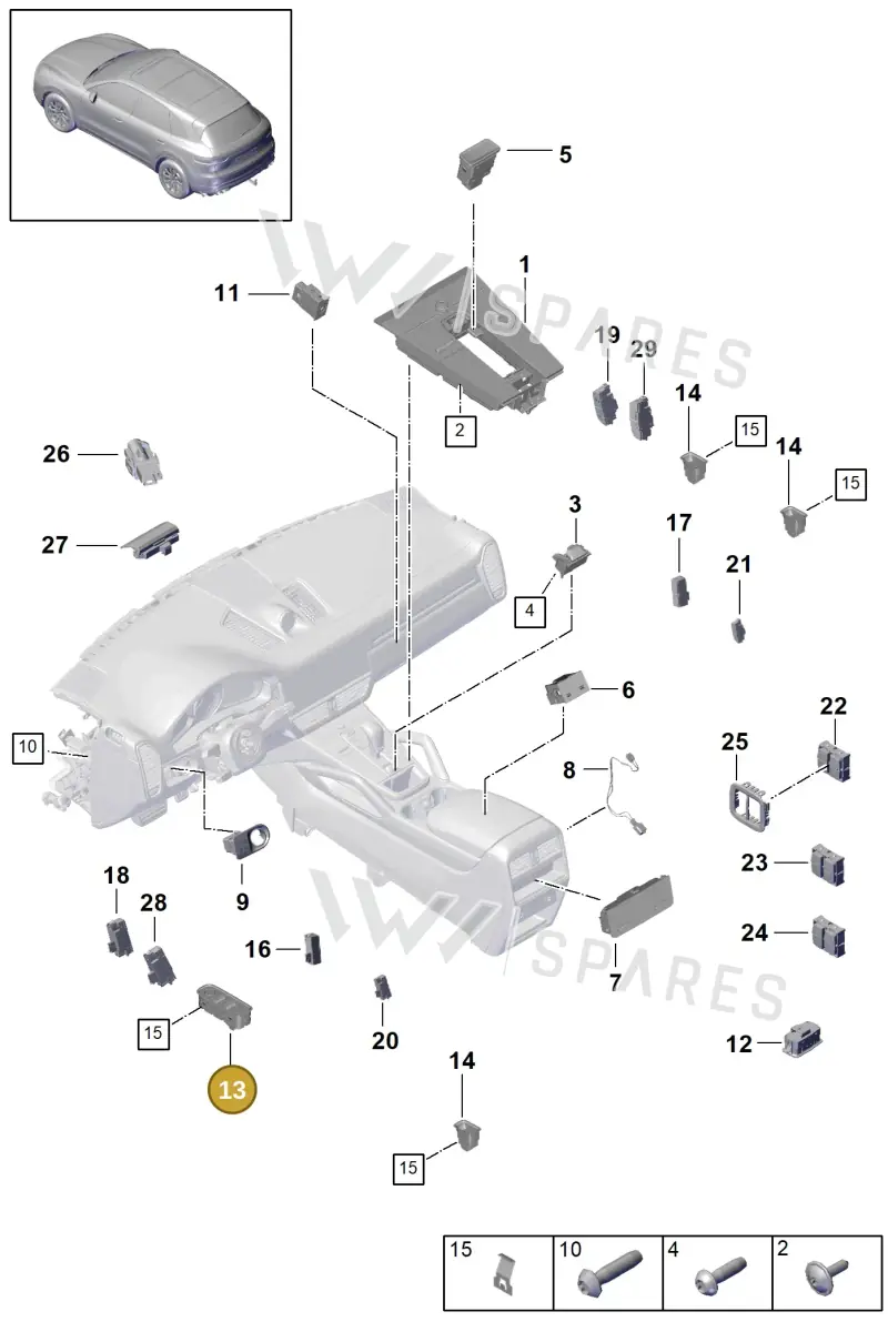 971959858GHUO — Porsche Cayenne (2017-2023) diagram p51903010, position 13