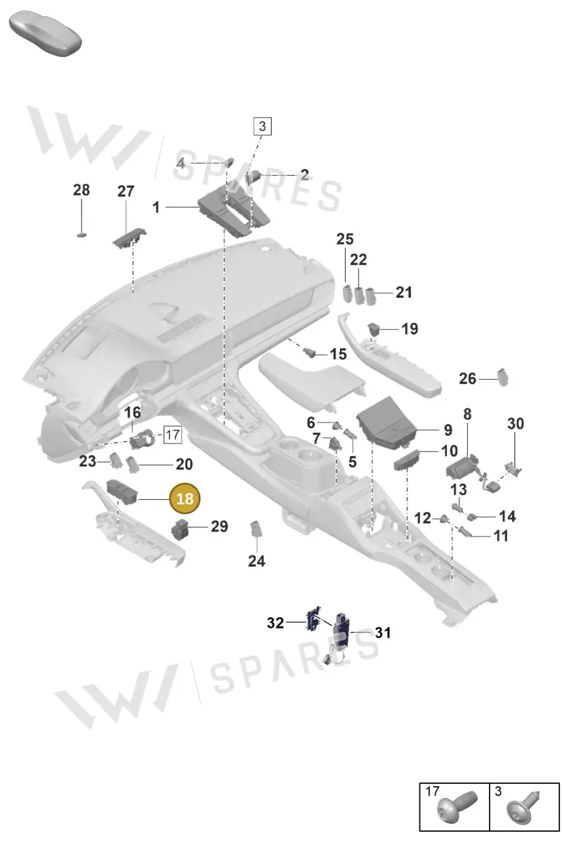 971959858GHUO — Porsche Panamera (2020-2023) diagram p58903010, position 18