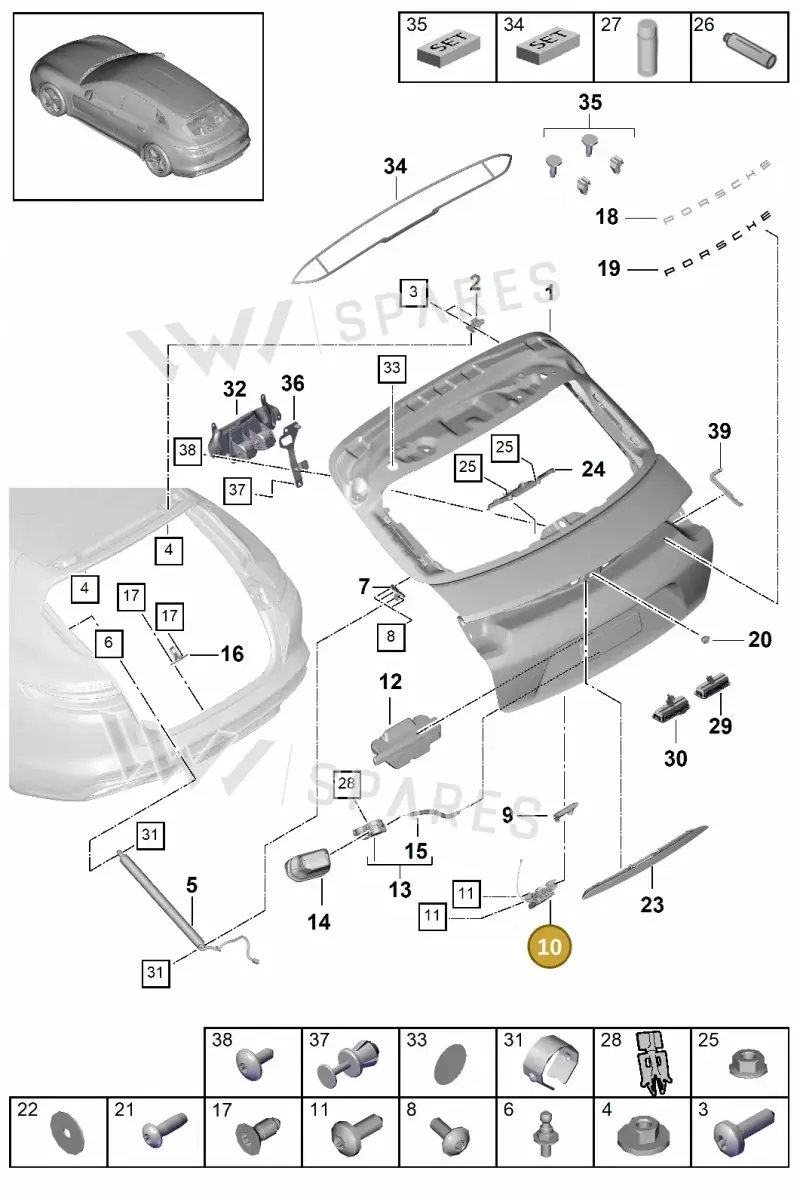 974827503A — Porsche Panamera (2016-2020) diagram p49803000, position 10