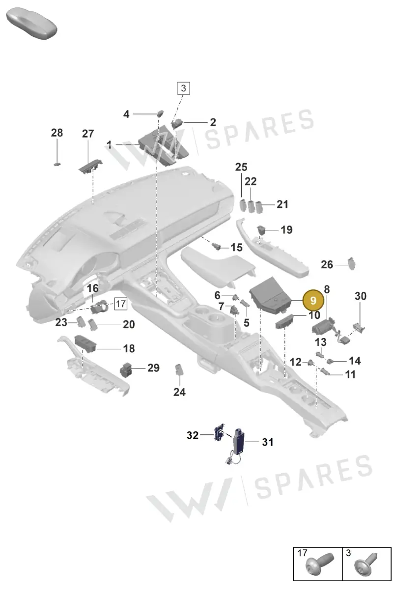 974919615H6N3 — Porsche Panamera (2020-2023) diagram p58903010, position 9
