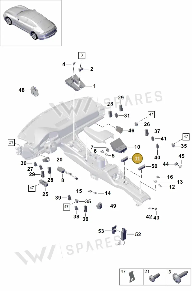 974919709EHTO — Porsche Panamera (2016-2020) diagram p49903010, position 11