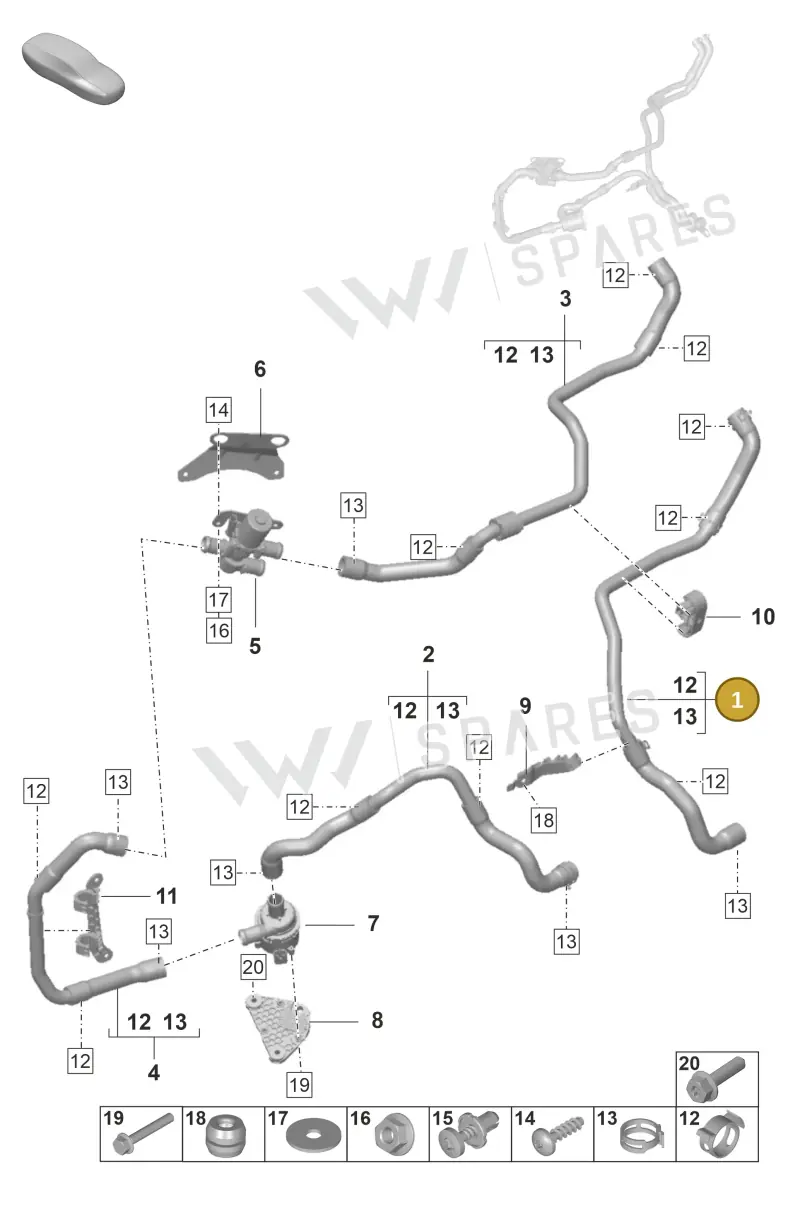 976819350A — Porsche Panamera (2023-2025) diagram p58813100, position 1