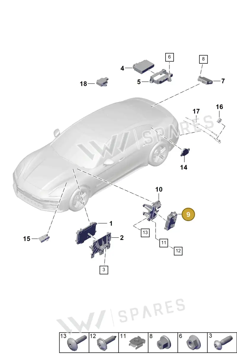 976907040F — Porsche Panamera (2023-2025) diagram p62901100, position 9
