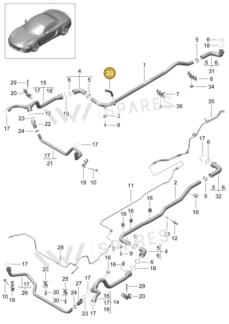 98110621202 — Porsche Boxster (2012-2016) diagram p39105010, position 33