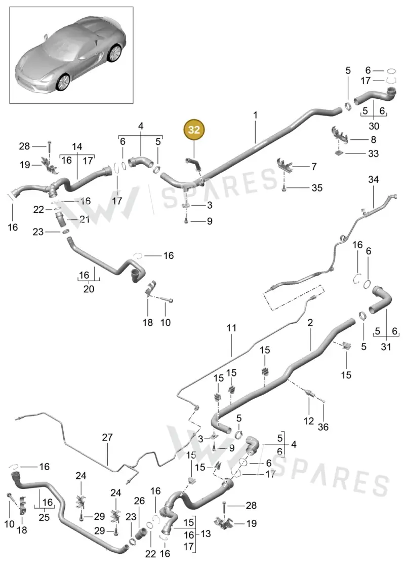 98110621202 — Porsche Boxster Spyder (2015-2016) diagram p46105010, position 32