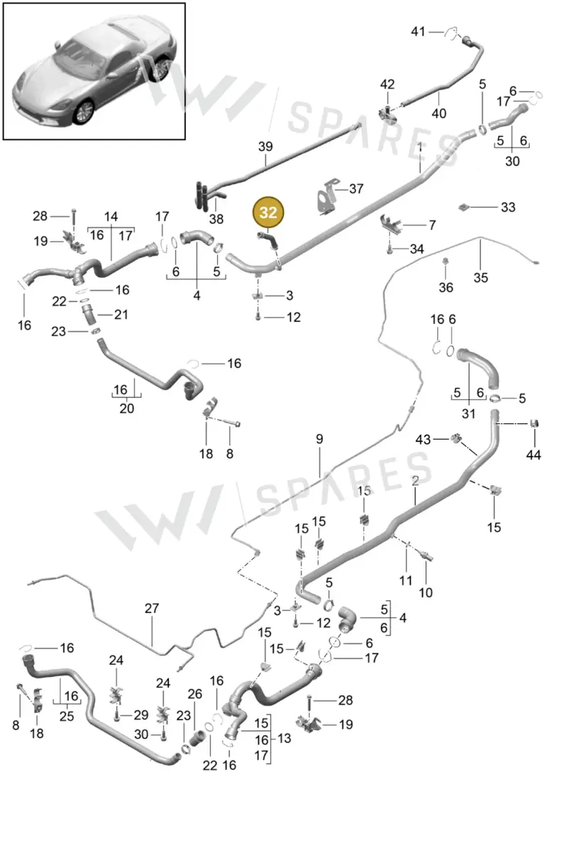 98110621202 — Porsche Boxster (2016-2019) diagram p48105010, position 32