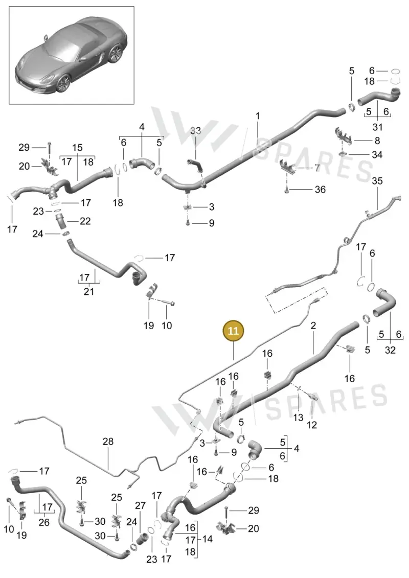 98110622702 — Porsche Boxster (2012-2016) diagram p39105010, position 11