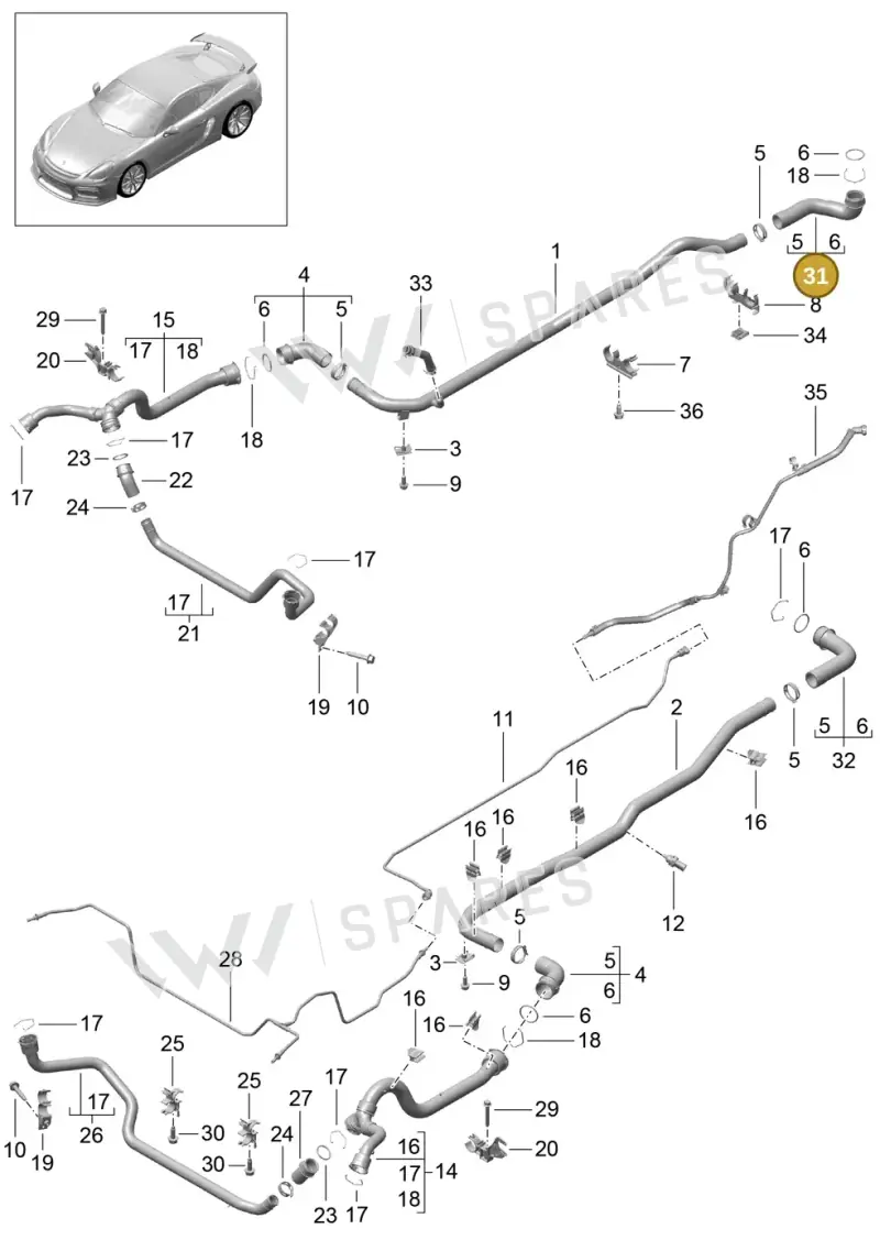 98110650101 — Porsche Cayman GT4 (2015-2016) diagram p45105010, position 31