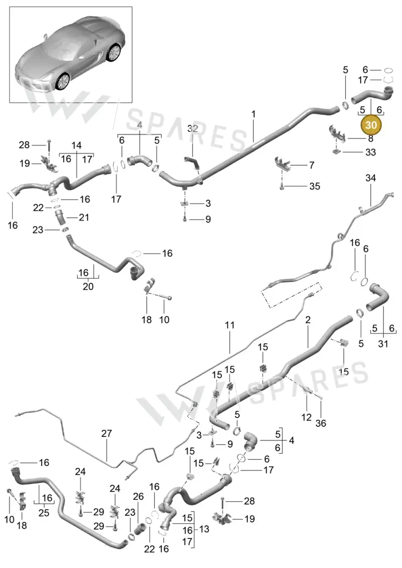 98110650101 — Porsche Boxster Spyder (2015-2016) diagram p46105010, position 30