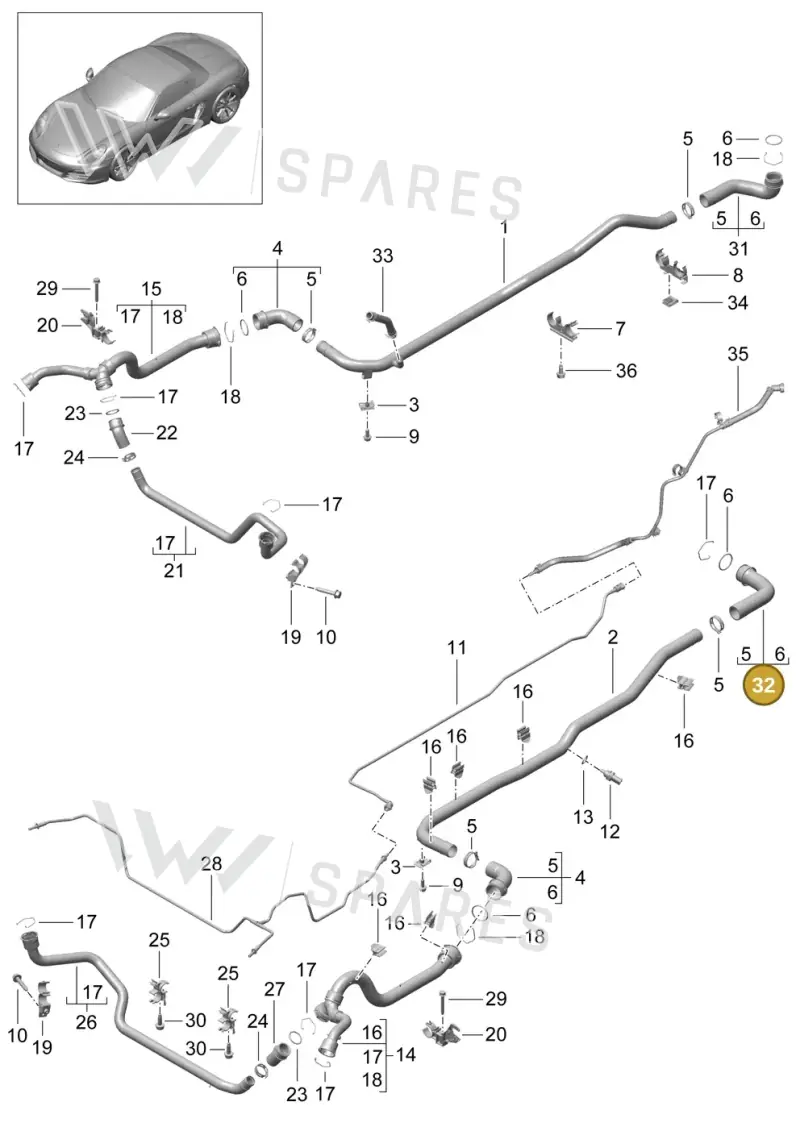 98110650201 — Porsche Boxster (2012-2016) diagram p39105010, position 32