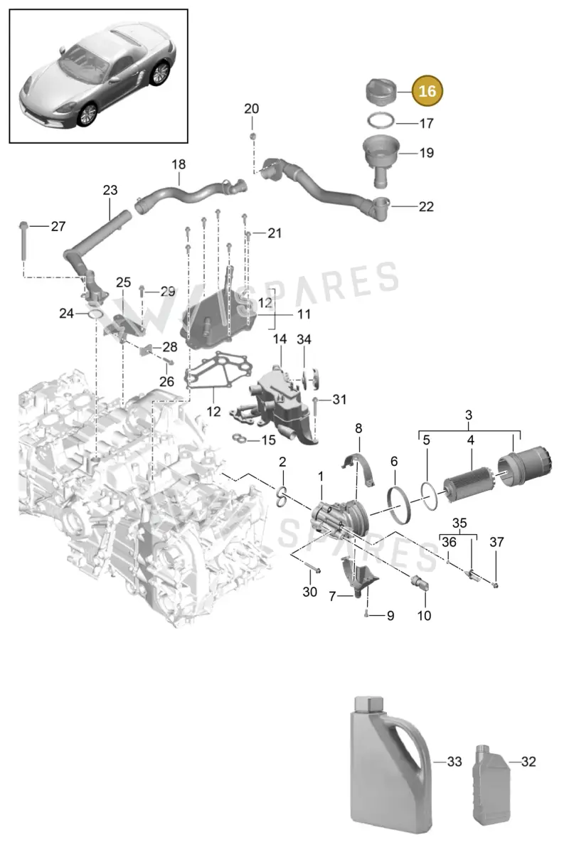 98110703508 — Porsche Boxster (2016-) diagram p48104005, position 16