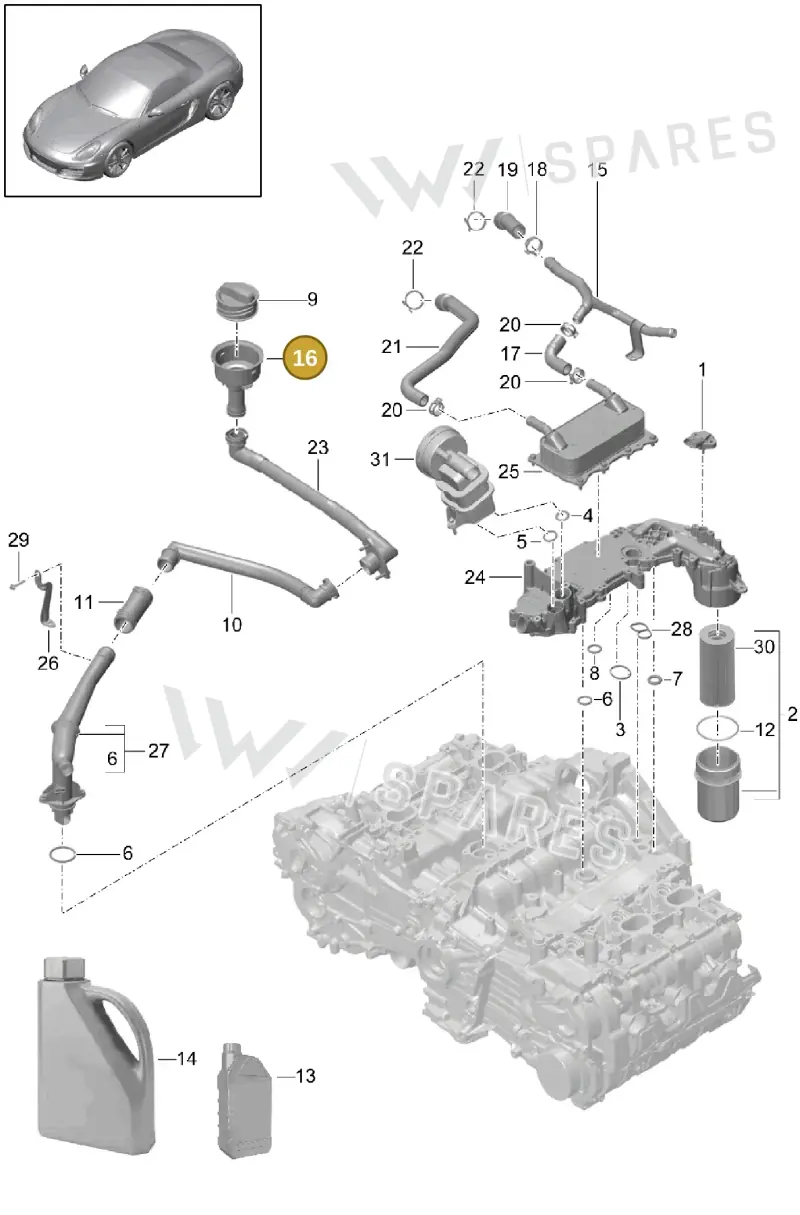 98110716005 — Porsche Boxster (2012-2016) diagram p39104005, position 16
