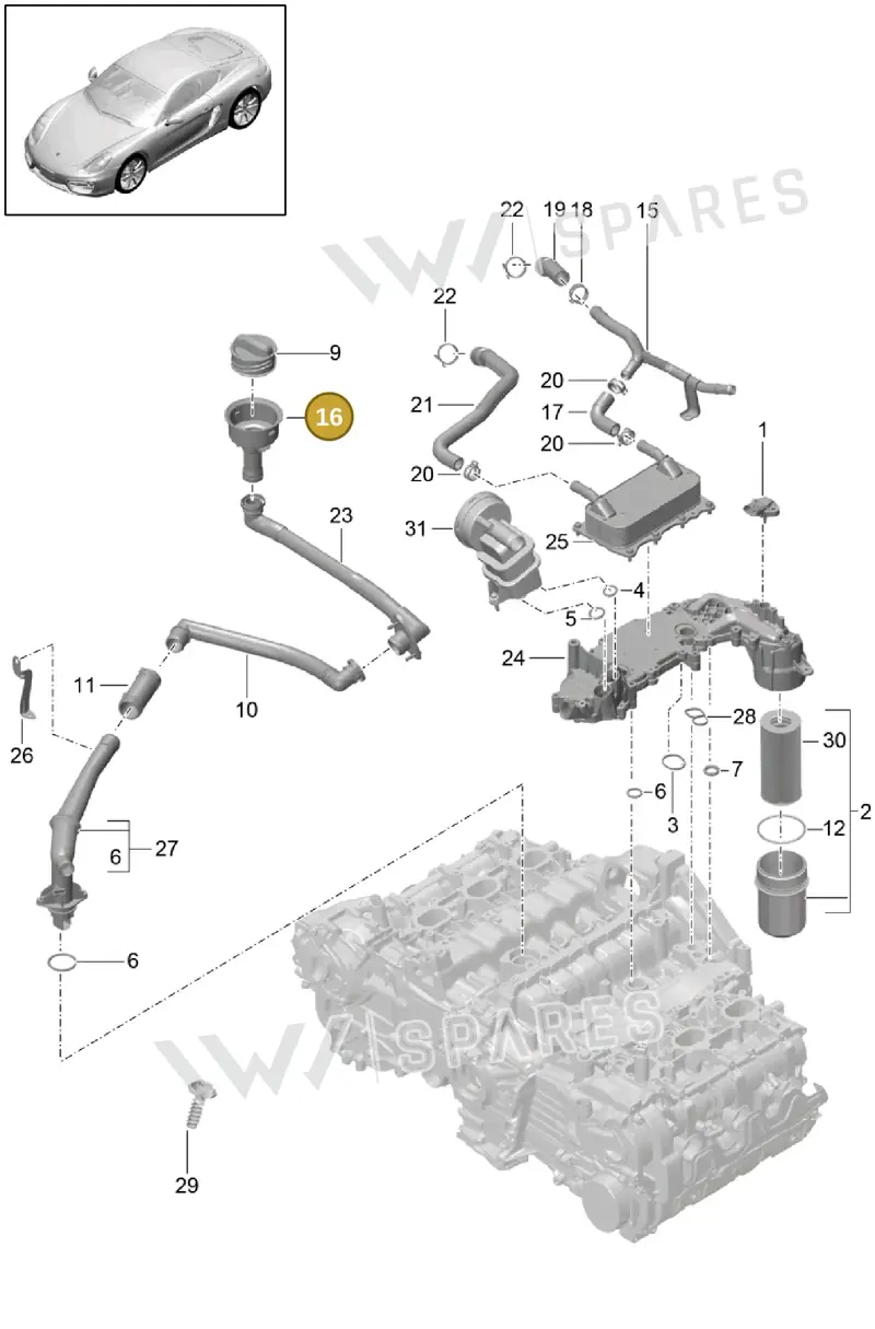 98110716005 — Porsche Cayman (2013-2016) diagram p40104005, position 16