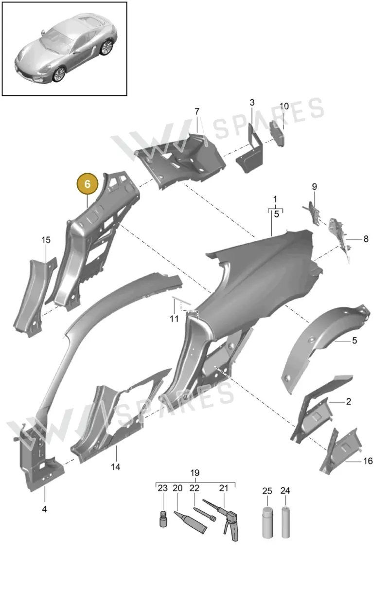 98150243101GRV — Porsche Cayman (2013-2016) diagram p40801050, position 6