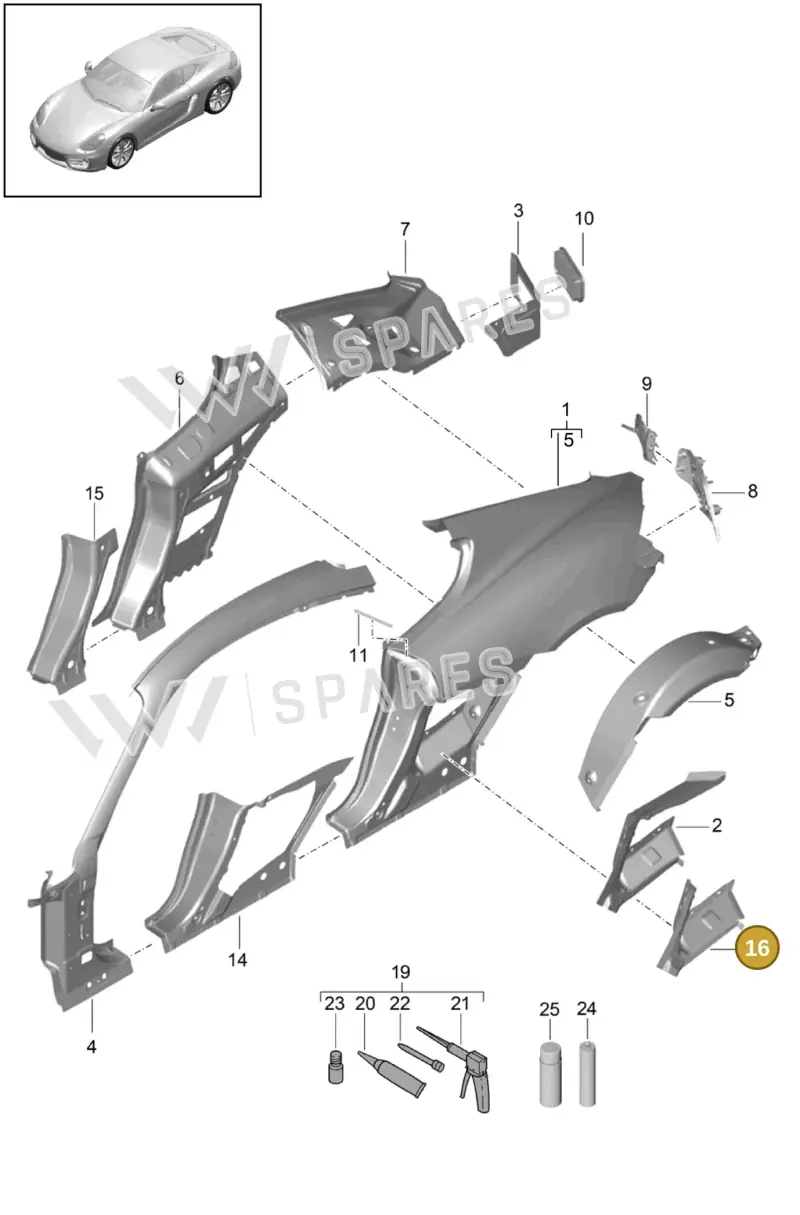 98150249301GRV — Porsche Cayman (2013-2016) diagram p40801050, position 16