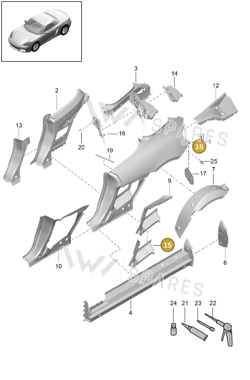 98150249301GRV — Porsche Boxster (2016-) diagram p48801050, position 15