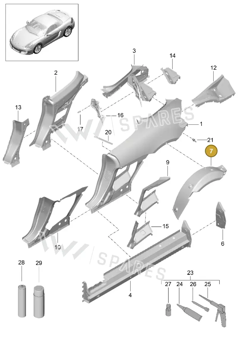 98150251500GRV — Porsche Boxster (2012-2016) diagram p39801050, position 7