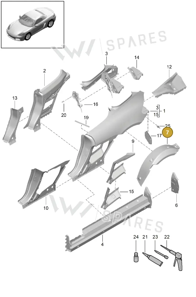 98150251500GRV — Porsche Boxster (2016-) diagram p48801050, position 7
