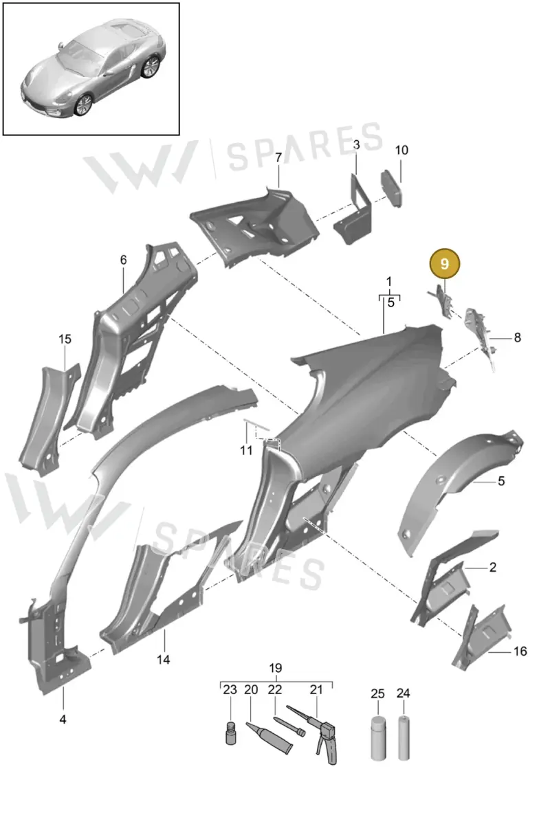 98150369400 — Porsche Cayman (2013-2016) diagram p40801050, position 9