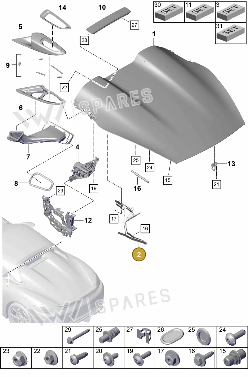 98156790803GRV — Porsche Boxster Spyder (2019-2020) diagram p54803050, position 2