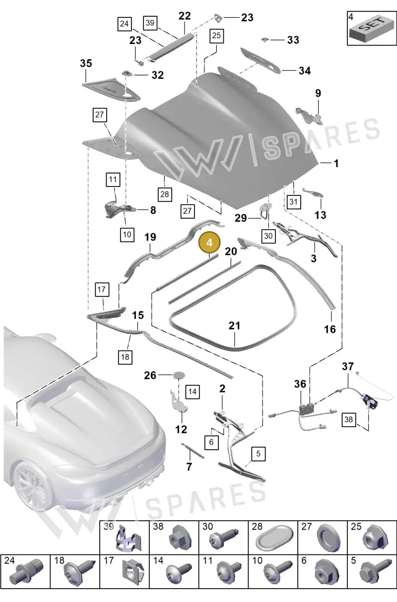 98156791502 — Porsche Boxster Spyder (2019-2020) diagram p54803050, position 4