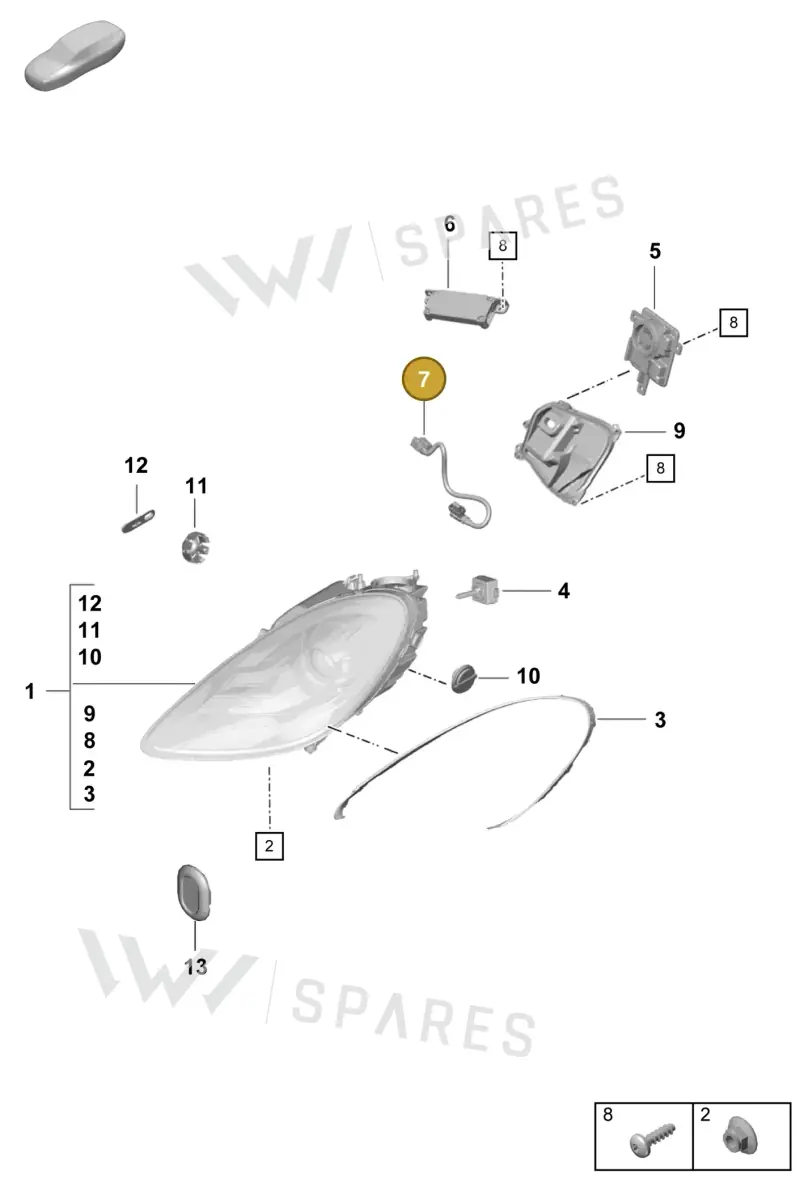 98163132310 — Porsche Boxster Spyder (2019-2020) diagram p55905000, position 7
