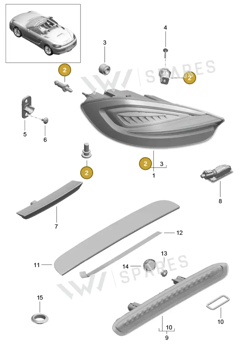 98163192500 — Porsche Boxster (2012-2016) diagram p39905005, position 2