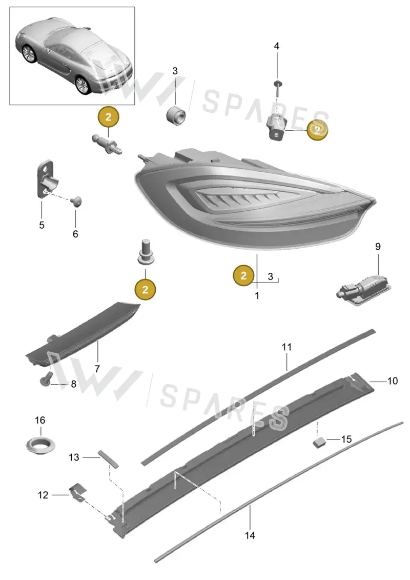 98163192500 — Porsche Cayman (2013-2016) diagram p40905005, position 2