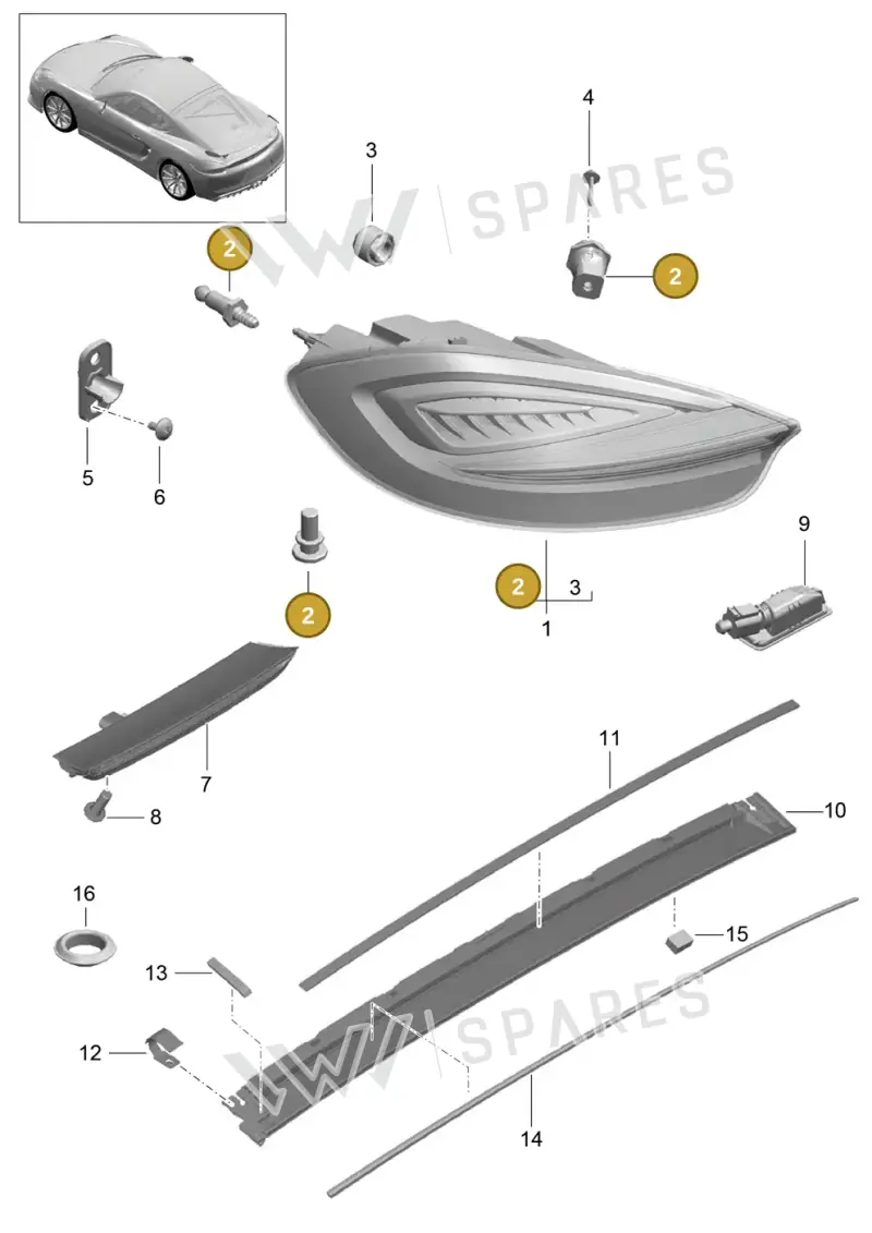98163192500 — Porsche Cayman GT4 (2015-2016) diagram p45905005, position 2