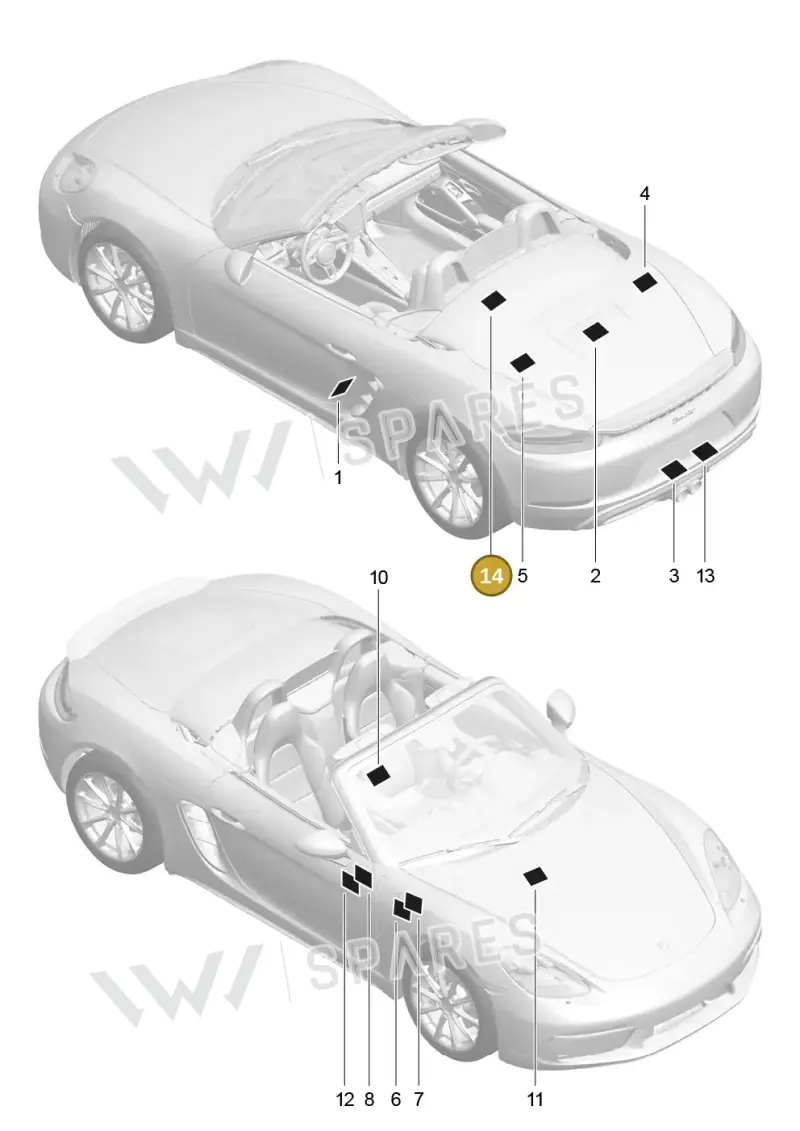 982010011 — Porsche Boxster (2016-2019) diagram p48001005, position 14