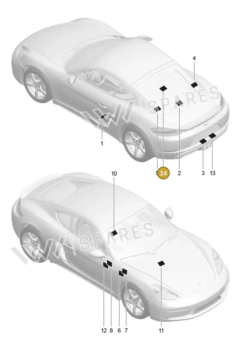 982010011 — Porsche Cayman (2016-2019) diagram p50001005, position 14