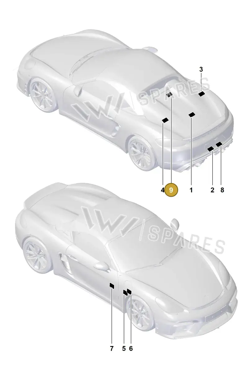 982010011A — Porsche Boxster Spyder (2019-) diagram p54001050, position 9