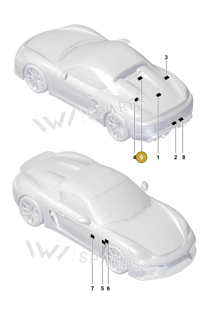 982010011B — Porsche Boxster Spyder (2019-) diagram p54001050, position 9
