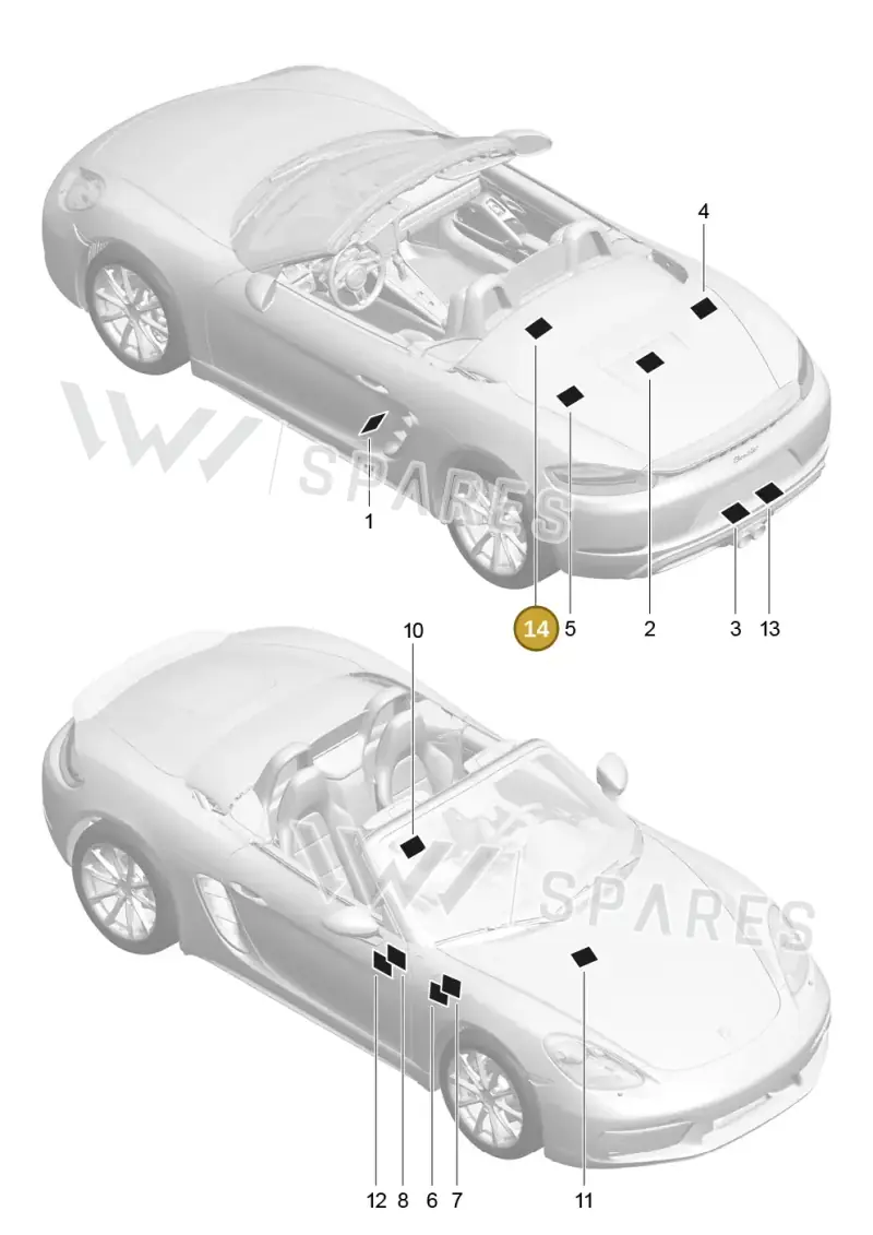 982010011D — Porsche Boxster (2016-2019) diagram p48001005, position 14
