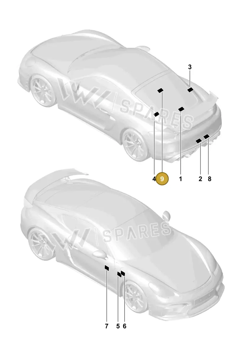 982010011D — Porsche Cayman (2019-2022) diagram p55001050, position 9