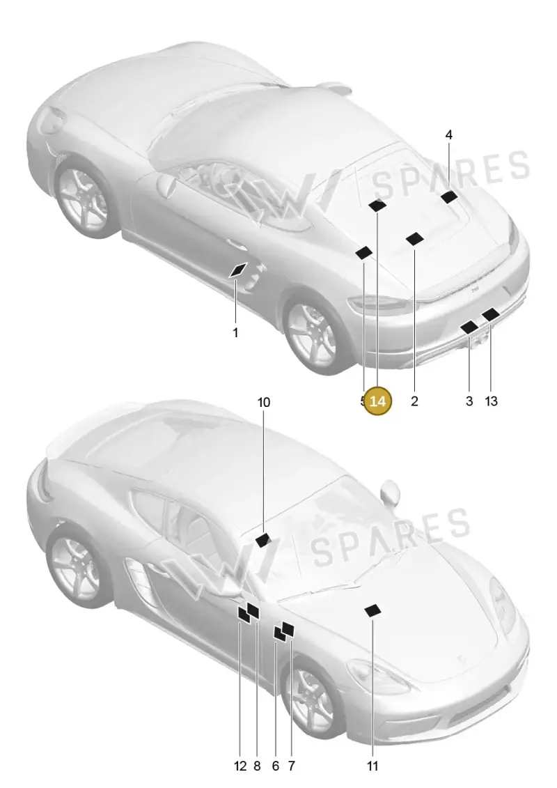 982010011J — Porsche Cayman (2016-2019) diagram p50001005, position 14