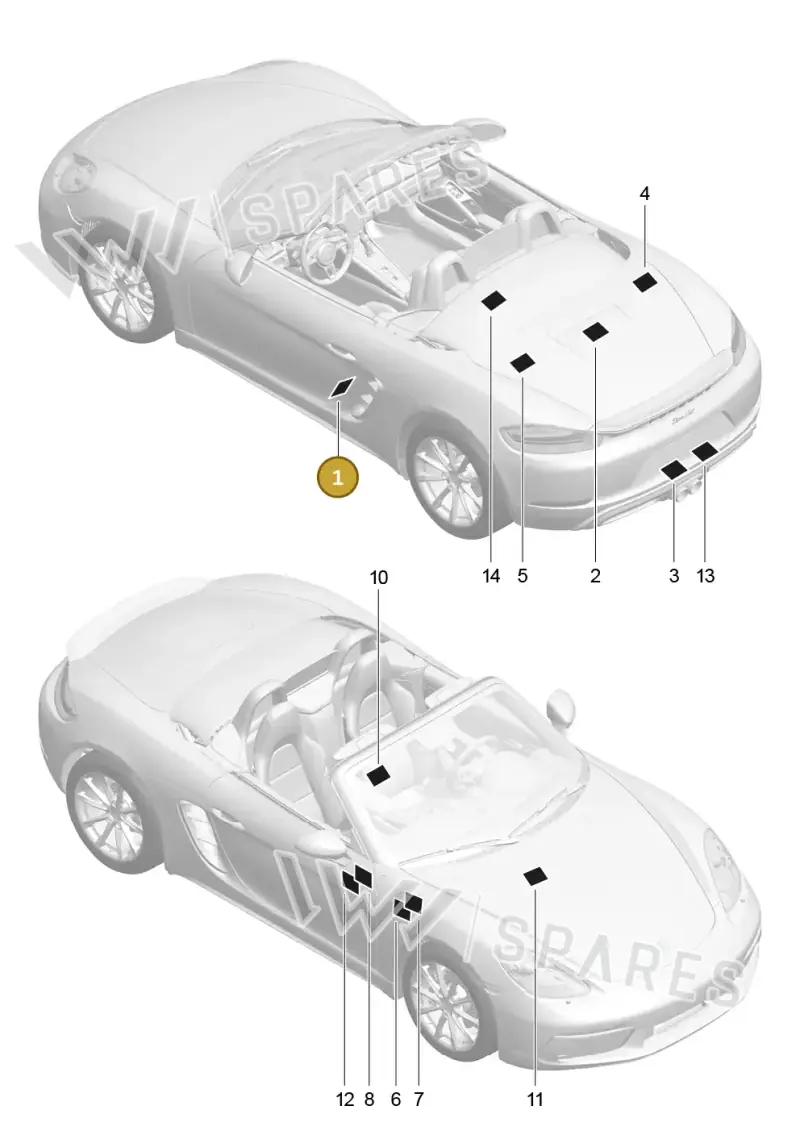 982010052A — Porsche Boxster (2016-2019) diagram p48001005, position 1