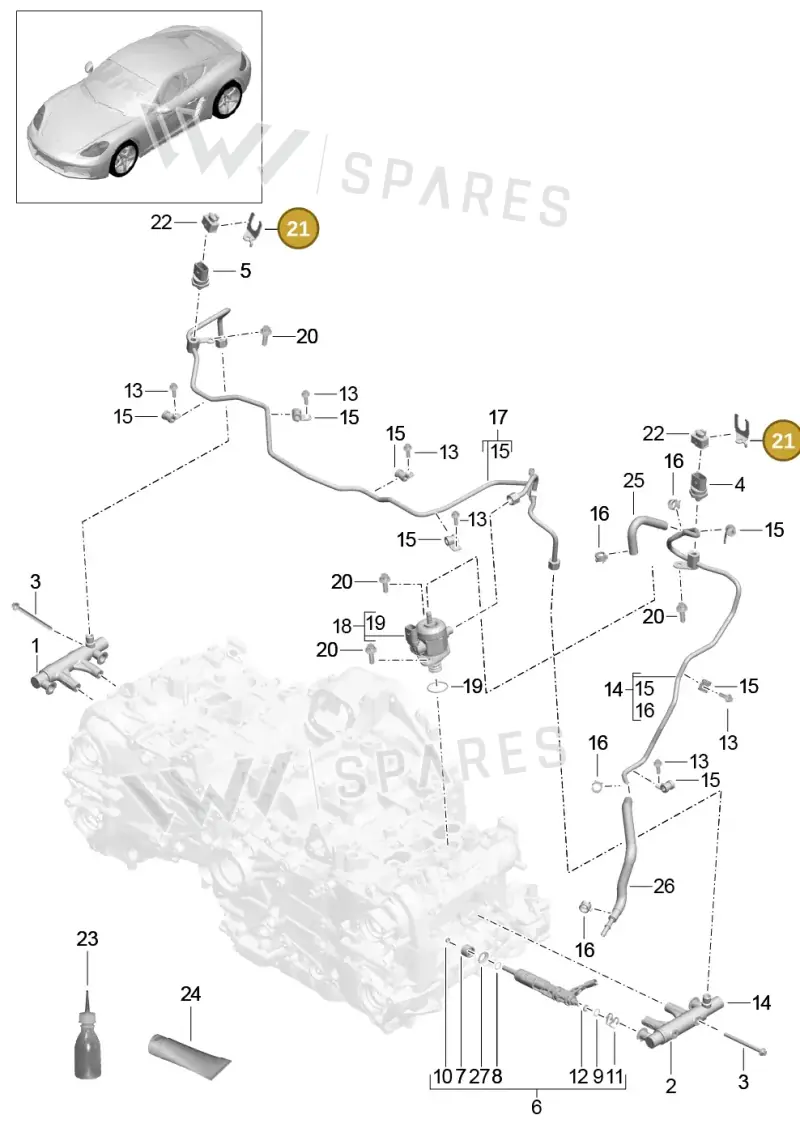 982127585 — Porsche Cayman (2016-2019) diagram p50107005, position 21