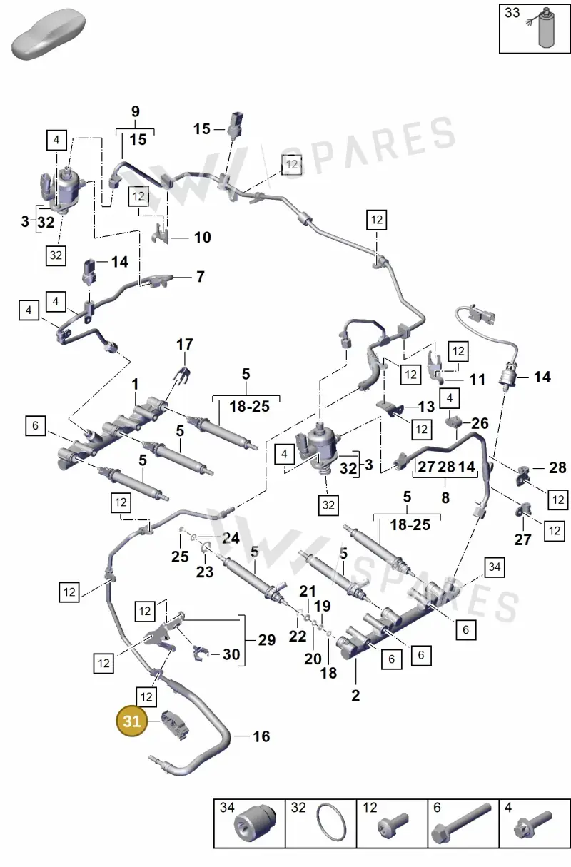 982127585 — Porsche Boxster Spyder (2019-2020) diagram p55107000, position 31