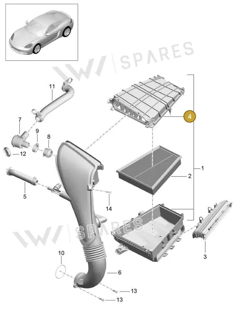 982129613A — Porsche Cayman (2016-2019) diagram p50106000, position 4