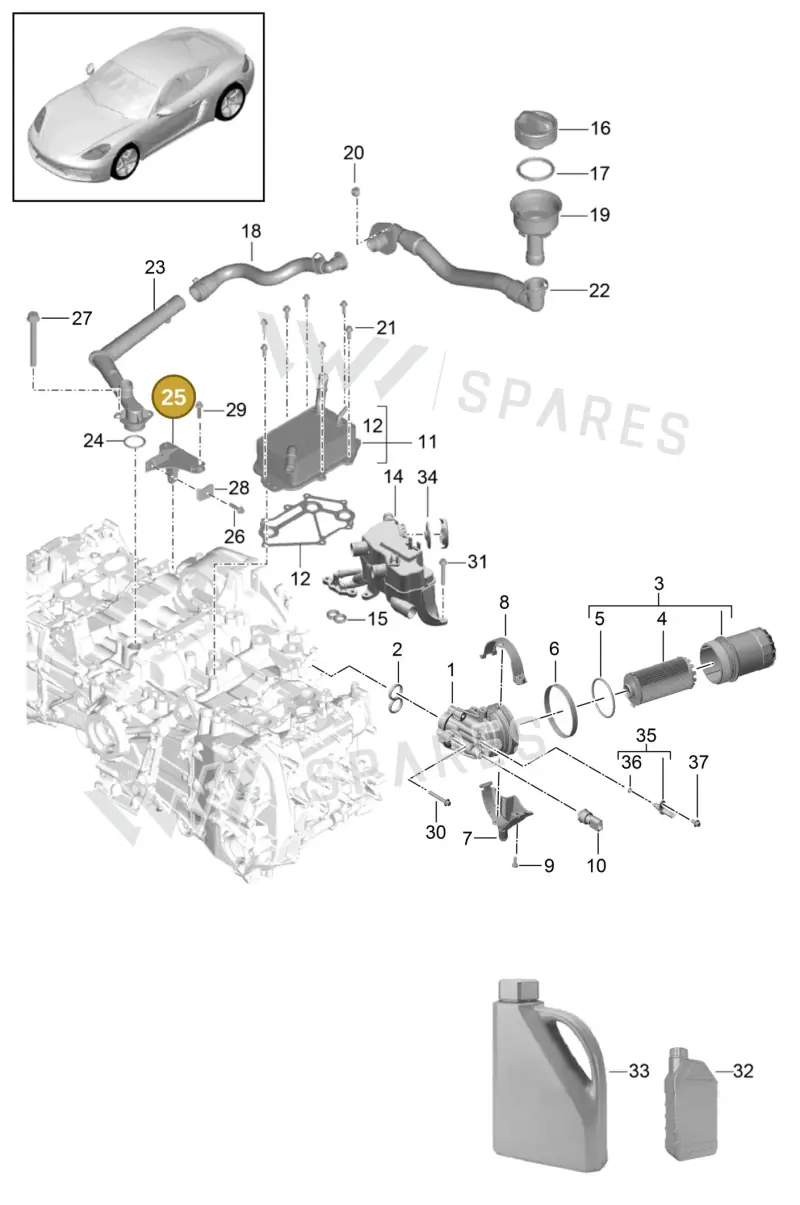 982145685 — Porsche Cayman (2016-2019) diagram p50104005, position 25