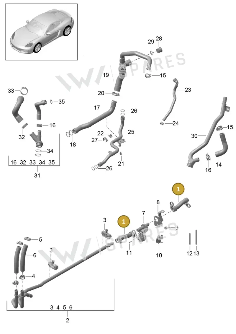 982265055C — Porsche Cayman (2016-2019) diagram p50105005, position 1