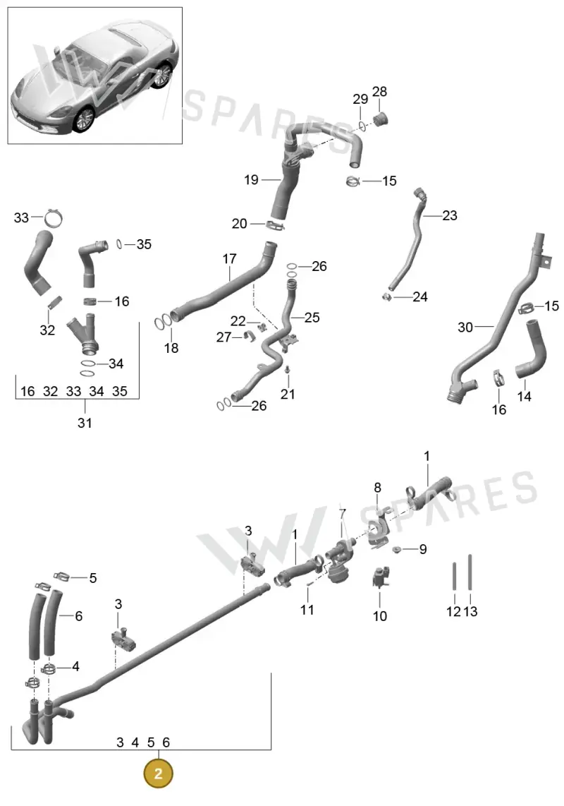 982265189 — Porsche Boxster (2016-2019) diagram p48105005, position 2