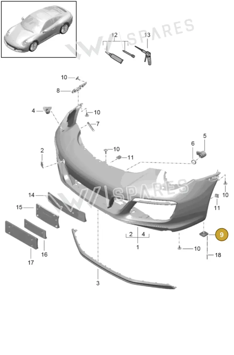 982807341 — Porsche 911 (2016-2019) diagram p47802000, position 9