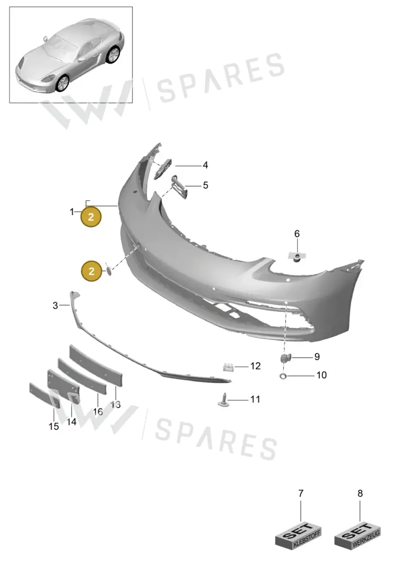 982807397G2X — Porsche Cayman (2016-) diagram p50802003, position 2