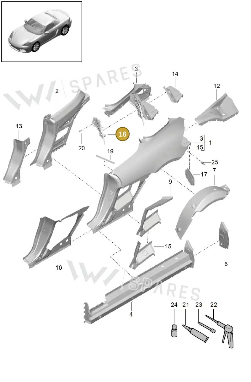 982810045 — Porsche Boxster (2016-) diagram p48801050, position 16