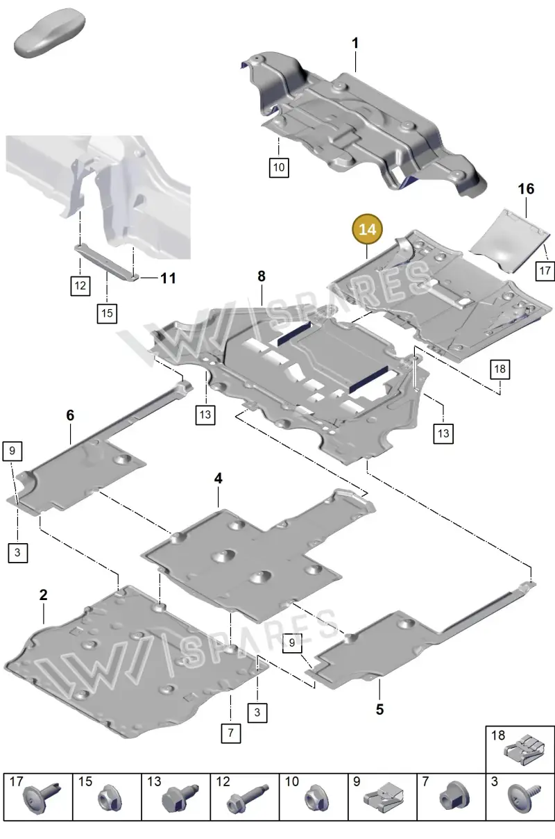 982825205A — Porsche Boxster Spyder (2019-2020) diagram p55801700, position 14