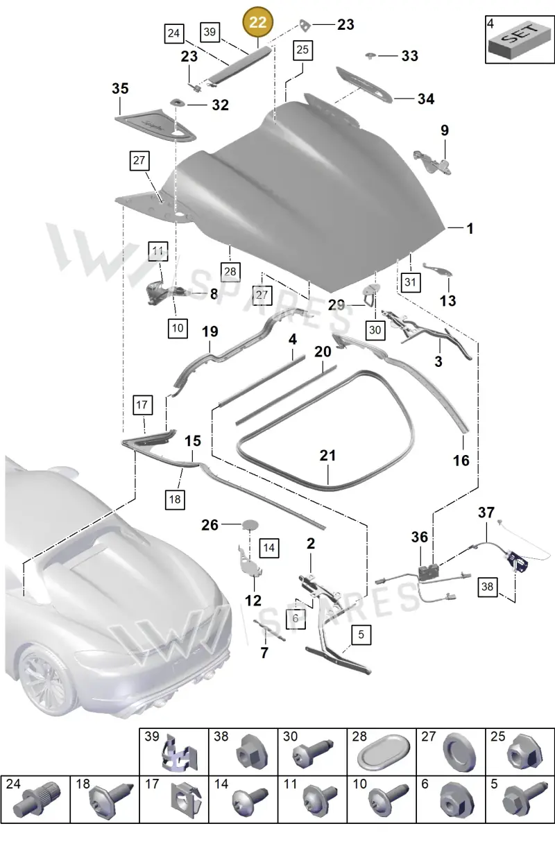 982827033AOK1 — Porsche Boxster Spyder (2019-2020) diagram p54803050, position 10+22