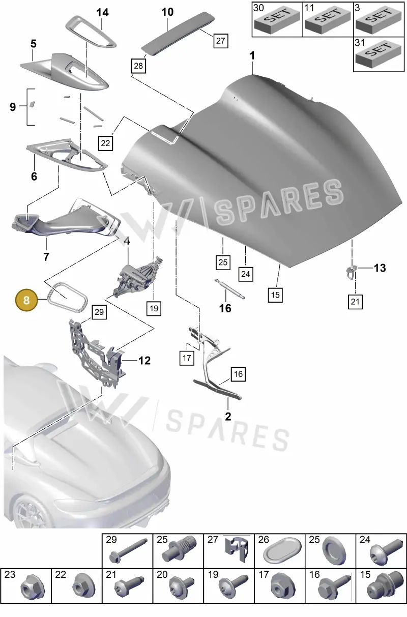 982845353A — Porsche Boxster Spyder (2019-2020) diagram p54803050, position 8