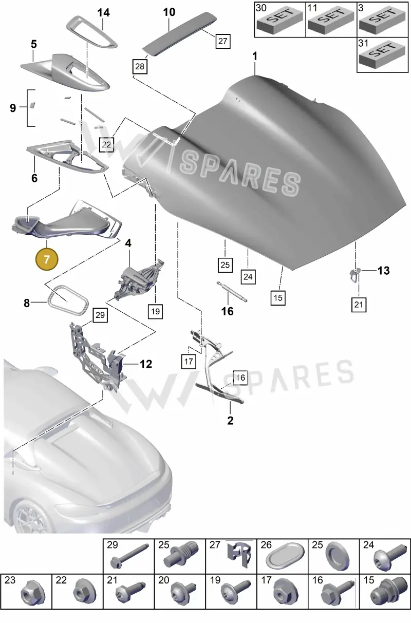 982845396BOK1 — Porsche Boxster Spyder (2019-2020) diagram p54803050, position 7
